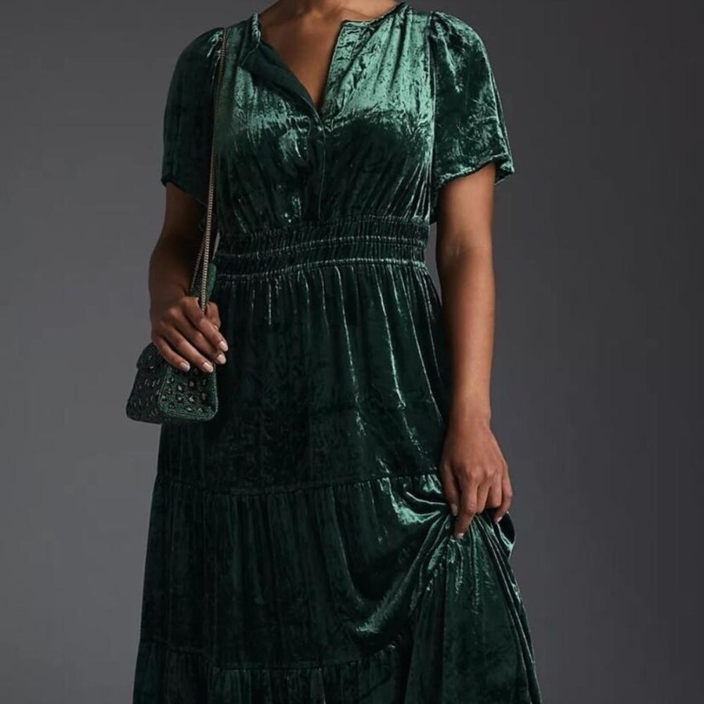 Anthropologie Somerset Maxi Dress Velvet Edition in Green